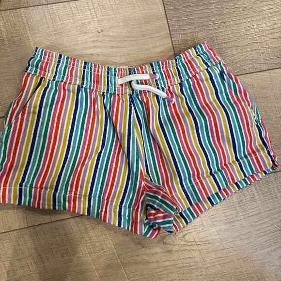 BODEN GIRLS 11Y 146CM RAINBOW STRIPE PULL ON SHORTS HEART POCKETS - Picture 1 of 5